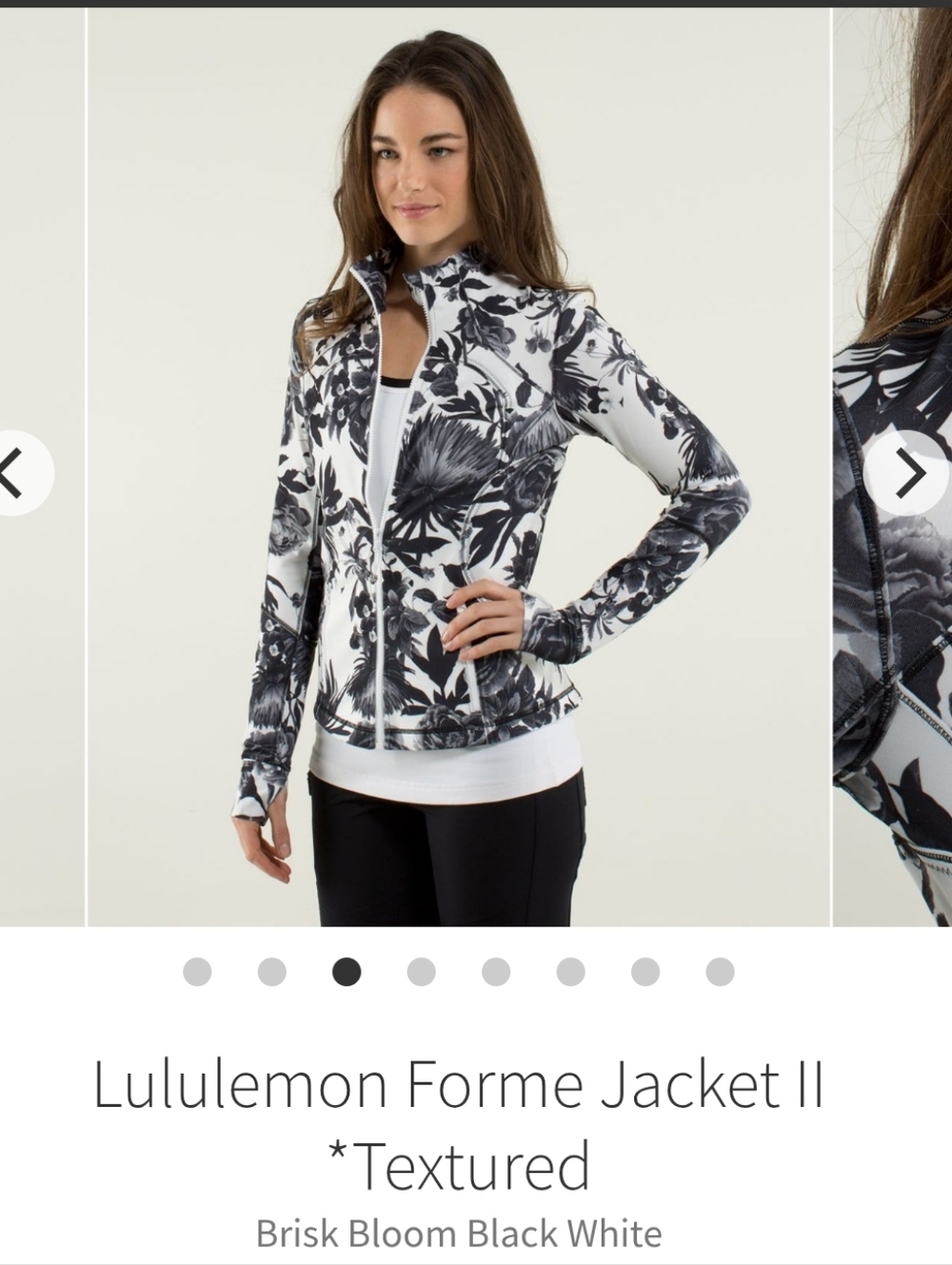 Lululemon Forme Jacket Il * Texstured Sz 8 Bloom Black White